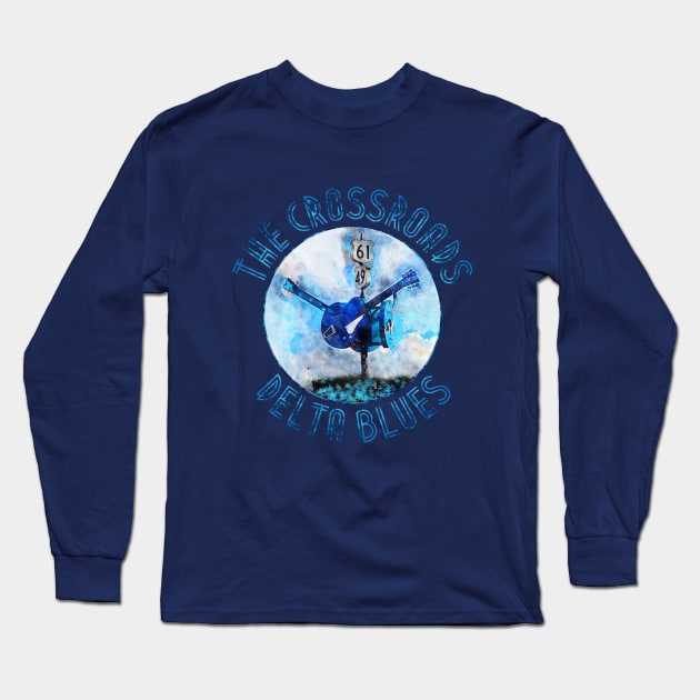 The Crossroads Delta Blues Long Sleeve T-Shirt by DavidLoblaw